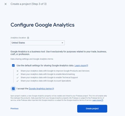 Firebase Enable Google Analytics 2
