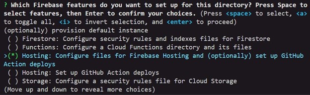 Firebase Init Select