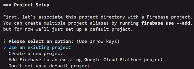 Firebase Init Select 2