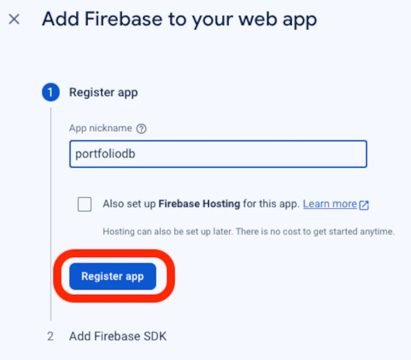 firebase.google.com Firebase Project Register app