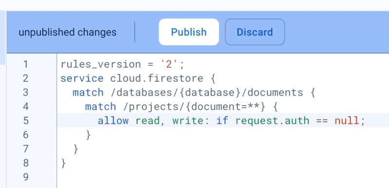 firebase.google.com Firestore DB Config  Publish