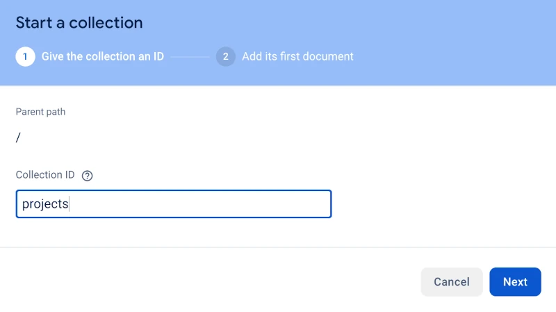 firebase.google.com Name Collection