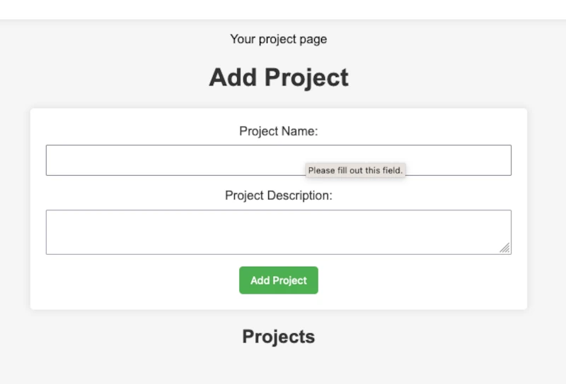 Projects Page Example
