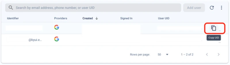 Firestore UID