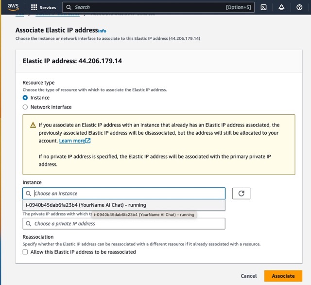 associate instance