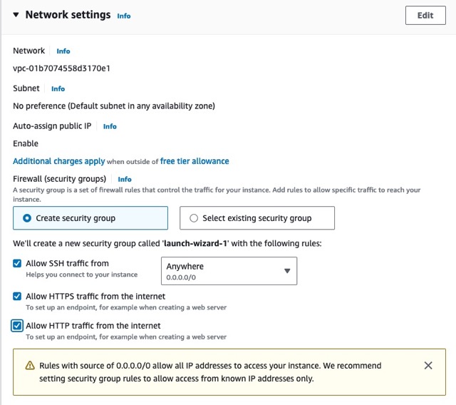 EC2 Network Settings